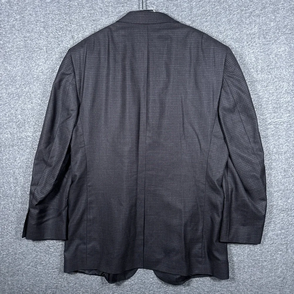 Jos A Bank Blazer Mens 46L Grey Silk Wool Signature Collection‎ Plaid Sport Coat